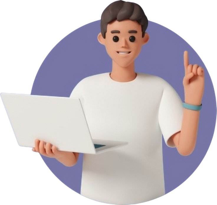 Ilustración hombre con laptop saludando